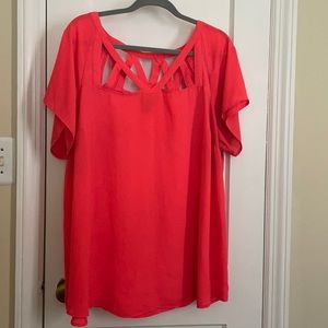 Coral Torrid blouse with detailed neck line
